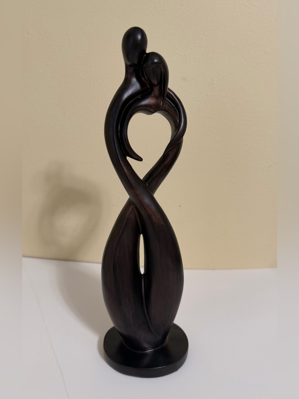 Modern Embrace Wood Sculpture - Dark Brown